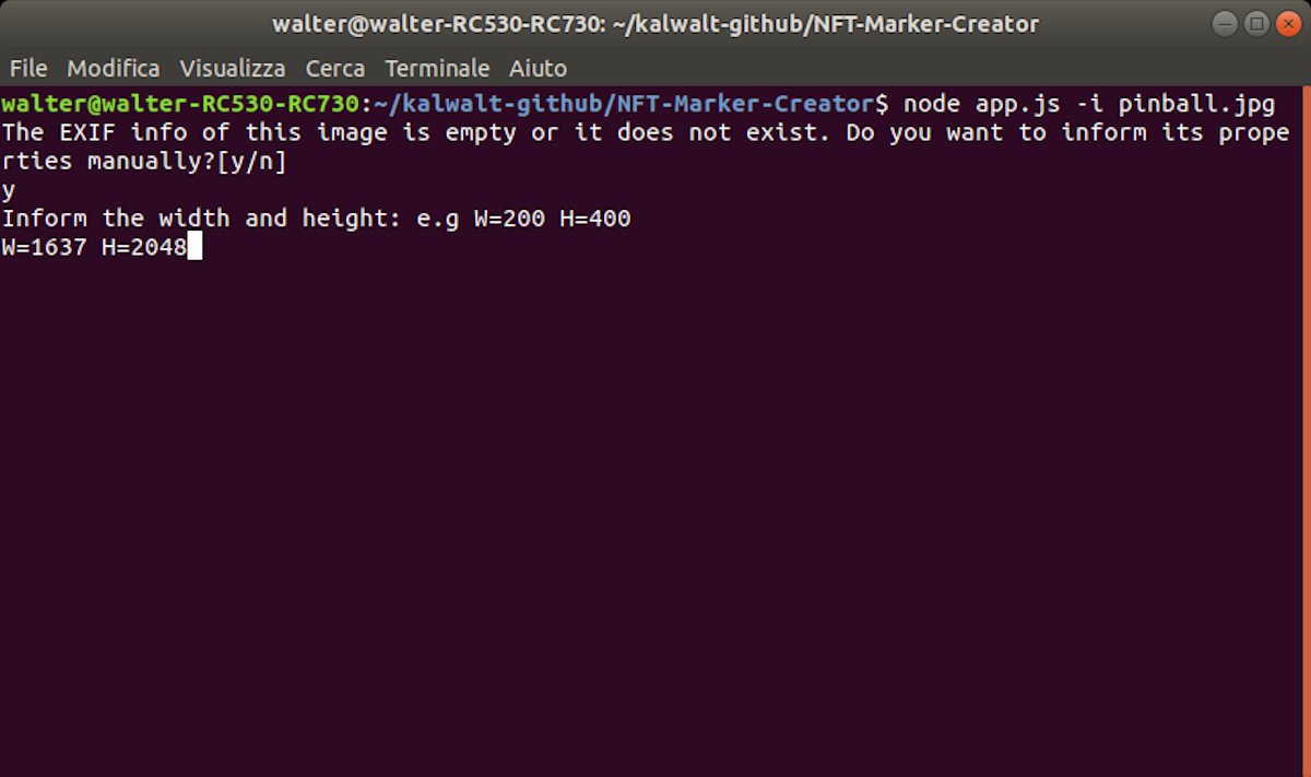 NFT-Marker-Creator with the node app and image width height