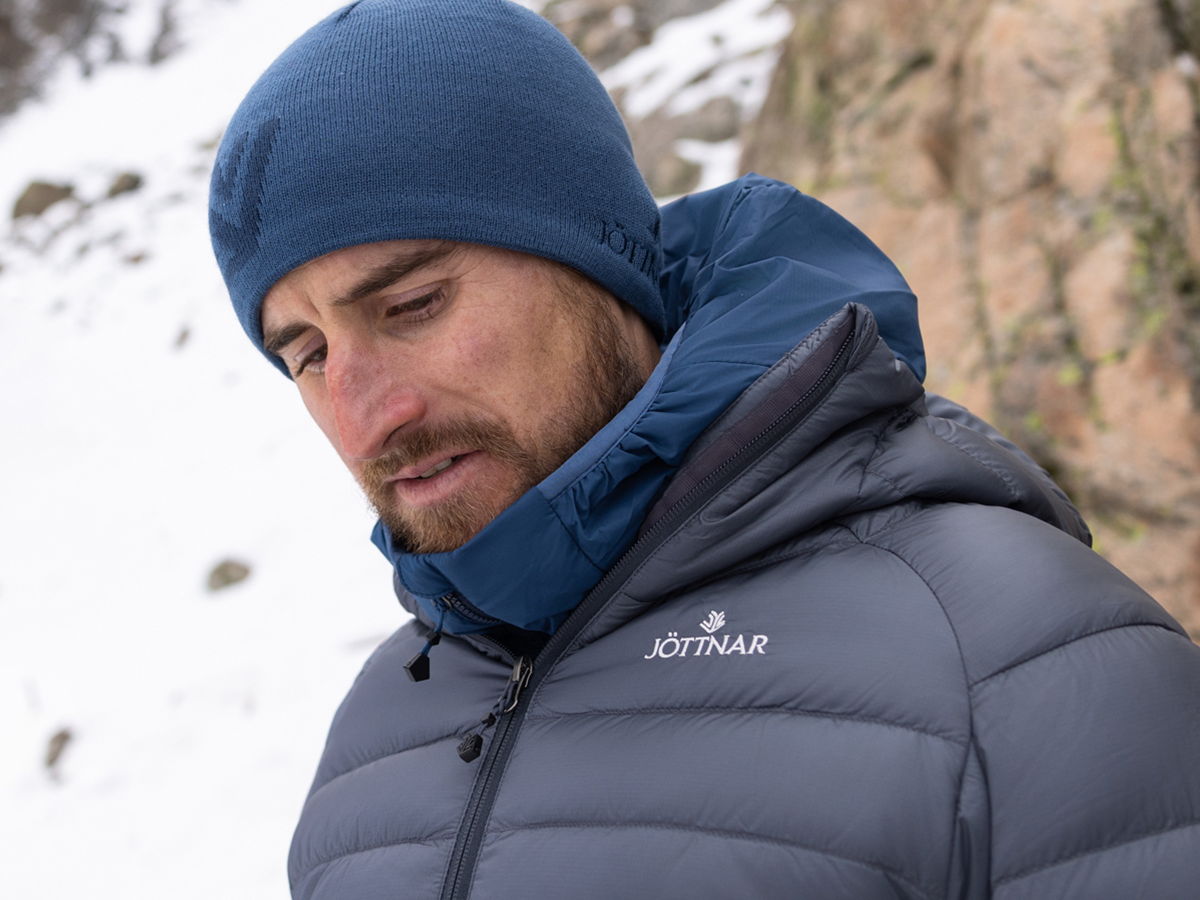 DownTek down jacket in harsh weather