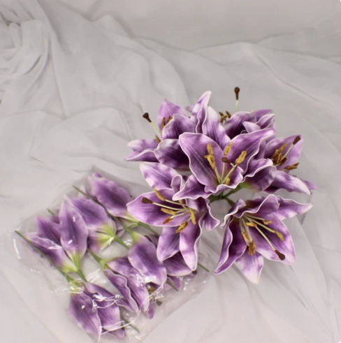 Purple Asiatic Lily Flowerhead - Realistic Artificial Flowers