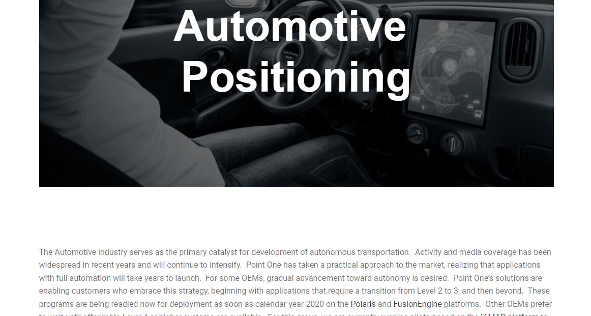 Point One Navigation product / service