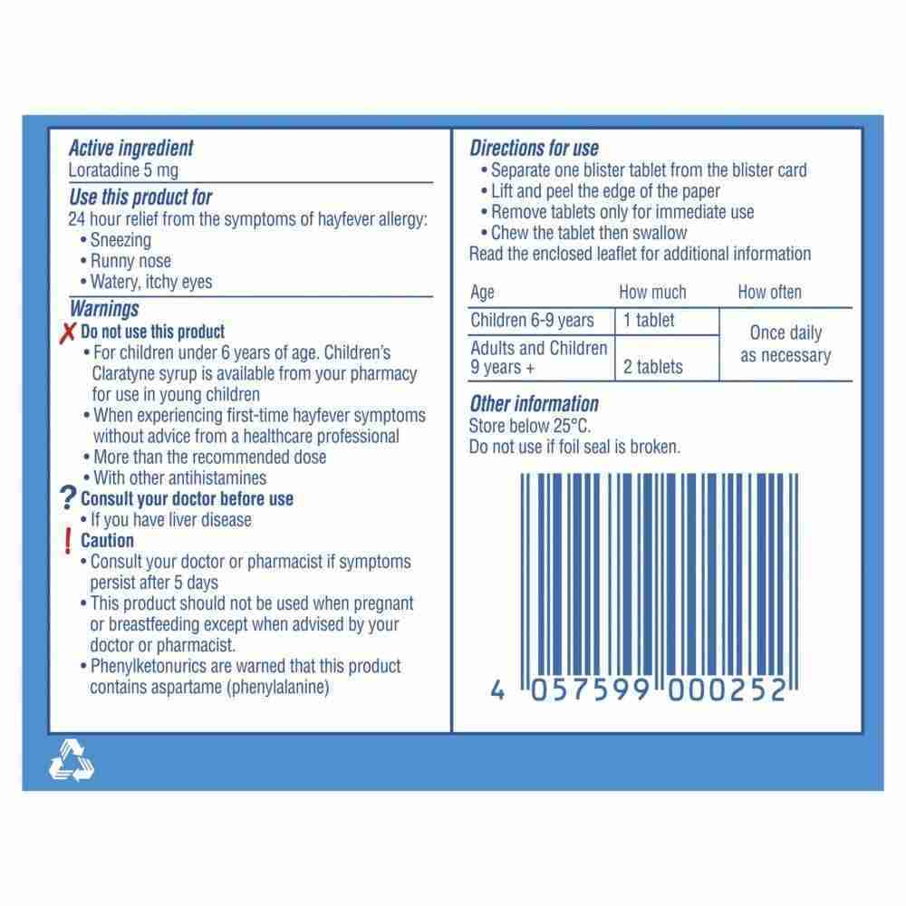 Children's Claratyne Allergy & Hayfever Relief Antihistamine Grape Chewable Tablets 10 Pack - Image 2