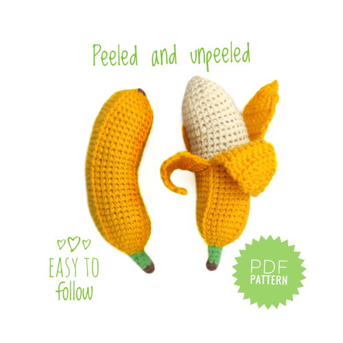 BABY BANANA crochet pattern PDF - Crochet Food Pattern No Sew Crochet Play Food Pattern Montessori Toy Fruit Pattern Amigurumi Crochet Food