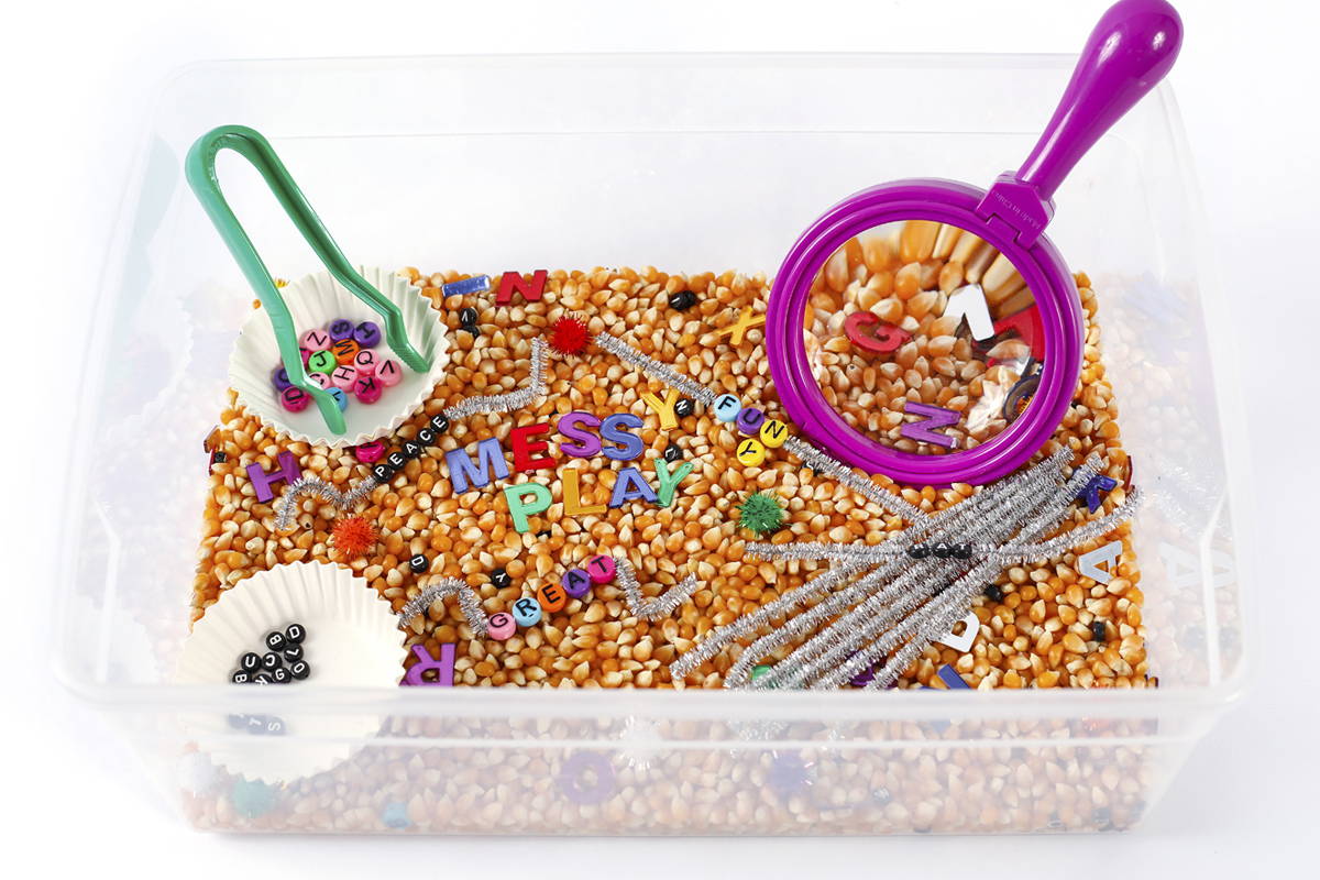 Alphabet Search Themed Sensory Bin