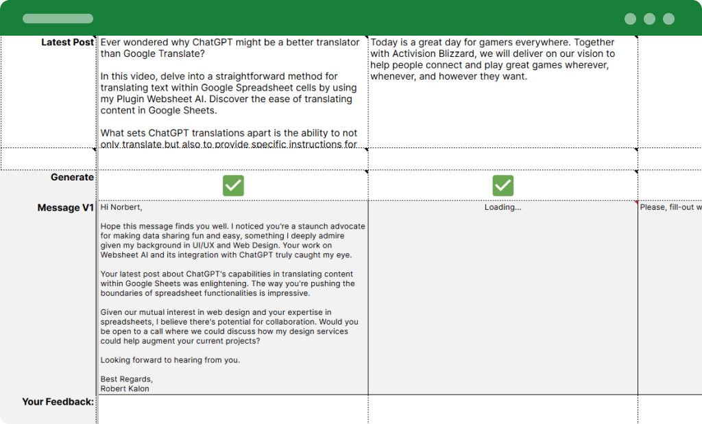 Filled Personalized Inputs