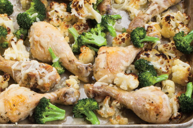 Chicken, Broccoli and Cauliflower with Cheddar