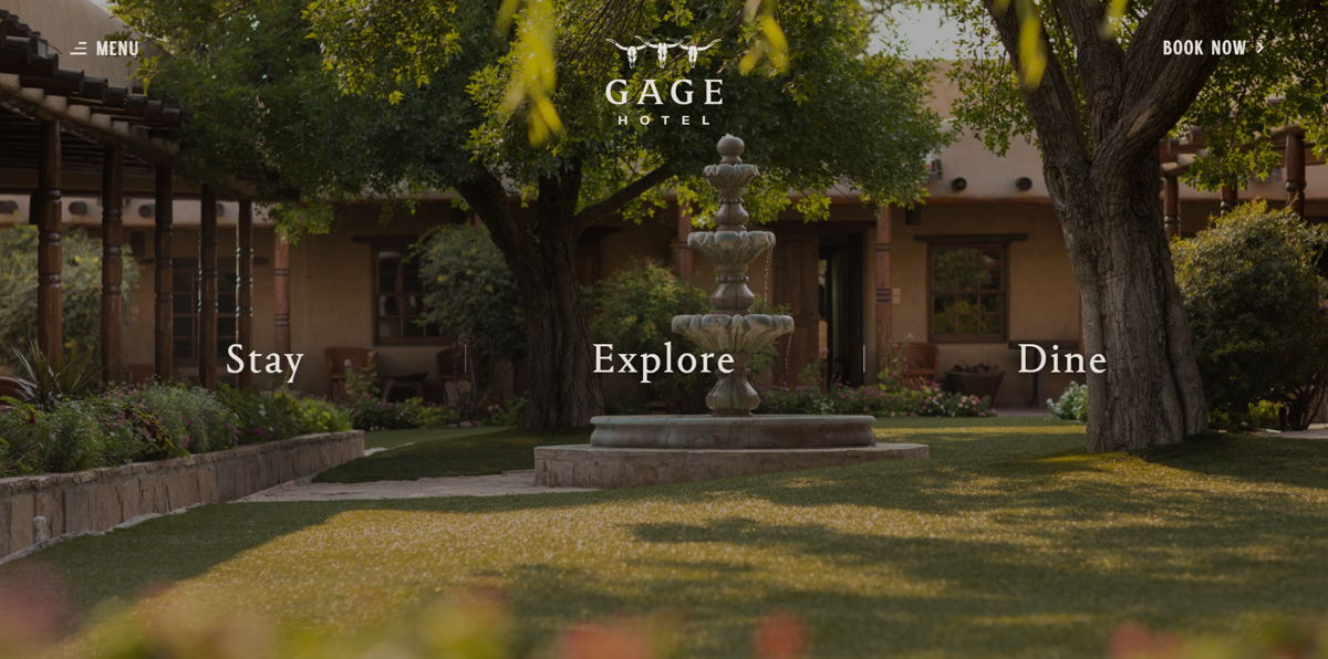 Screenshot of The Gage Hotel, from the hotel websites collection.