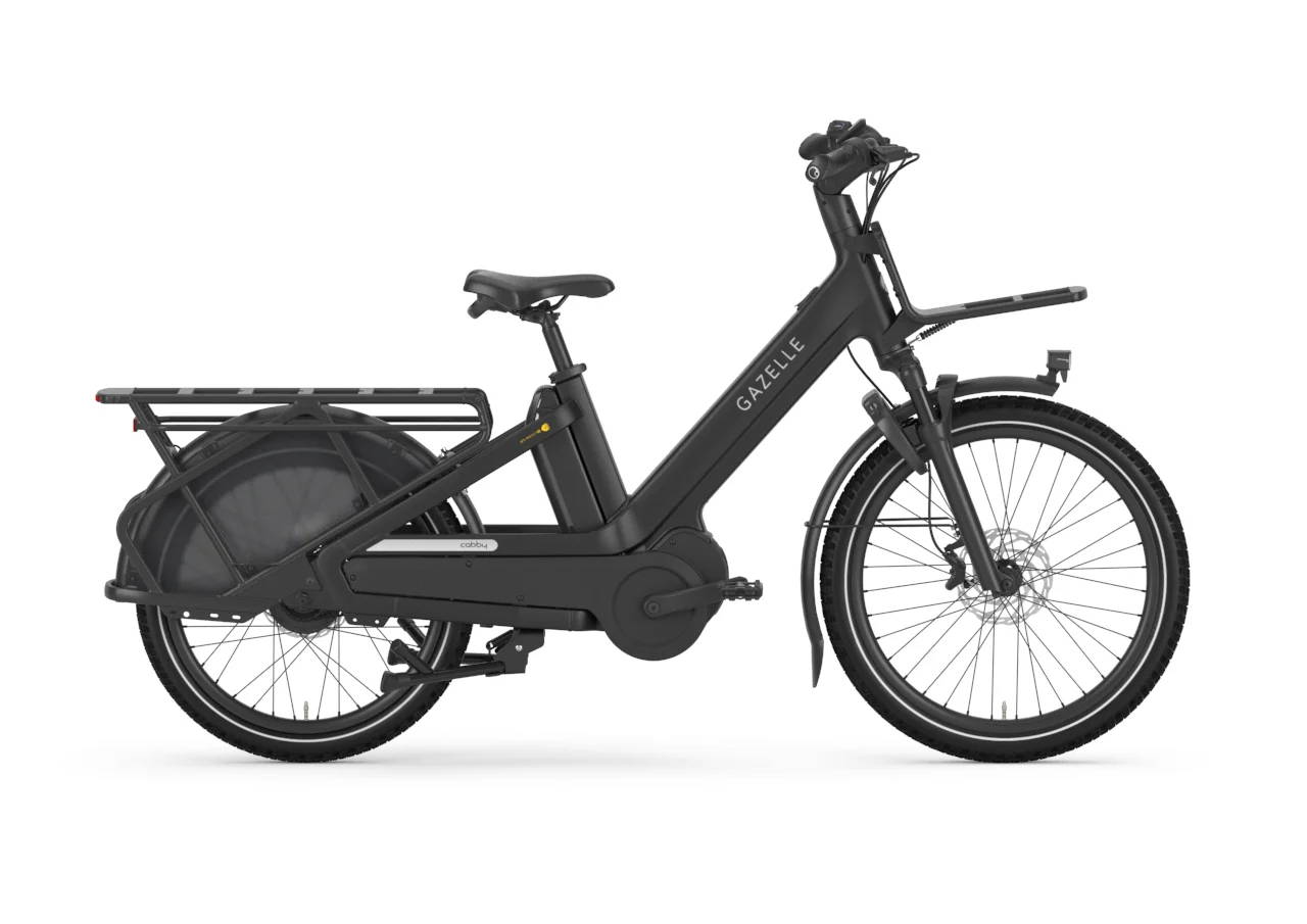 Gazelle Cabby elektrische familiefiets met lang achterrek en transportmogelijkheden, praktische longtail e-bike in review.
