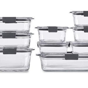 Rubbermaid Brilliance Glass Storage Set of 9 Food Containers with Lids (18 Pieces Total)