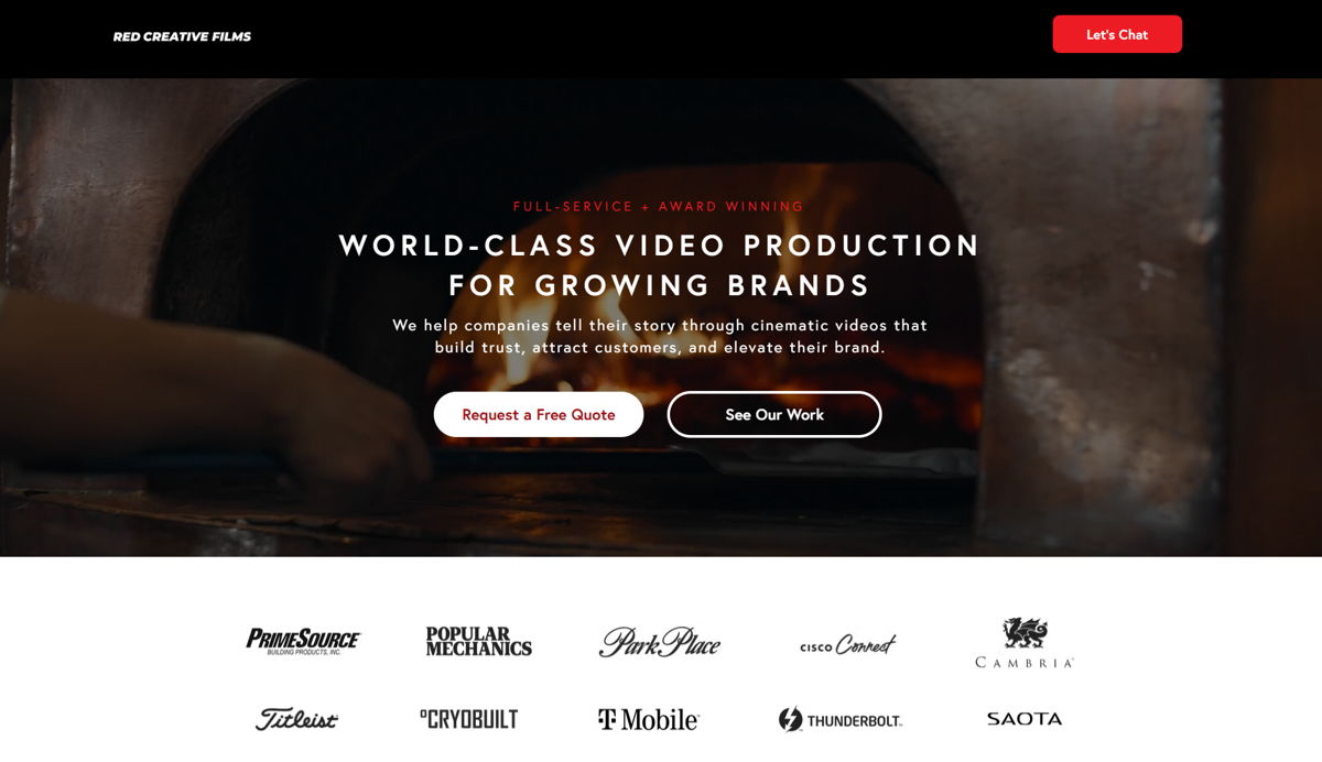 Screenshot of Red Creative Films, from the filmmaker portfolios collection.