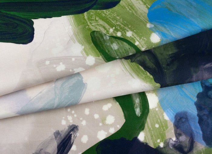 Cream & Green Watercolor Floral Fabric - Feathr™ | Made by Artists