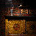 An antique Tibetan Altar Cabinet & Tibetan prayer table
