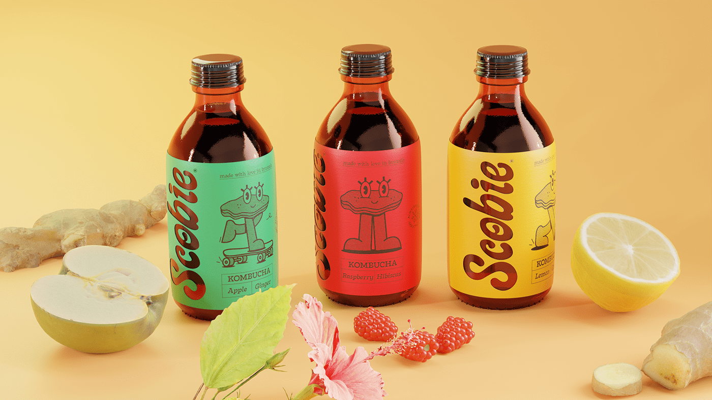 Scobies Nostalgic Take On Kombucha Dieline Design Branding