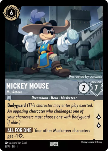 Mickey Mouse card from Disney's Lorcana: The First Chapter.