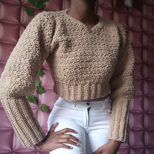 Casual Sweater|Cropped Crochet Sweater