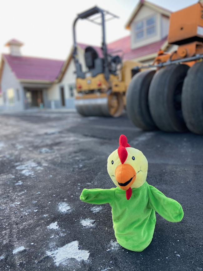 percy puppet with construction vehicles
