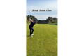 Golfer at top of backswing on tee box with text Break these rules