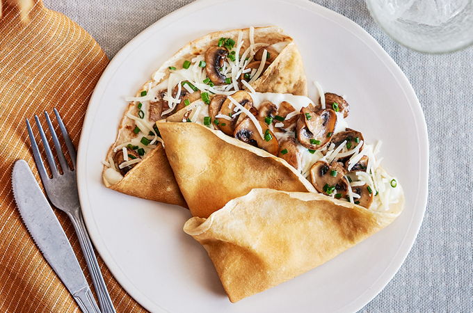 Mushroom and Cheese Crepes