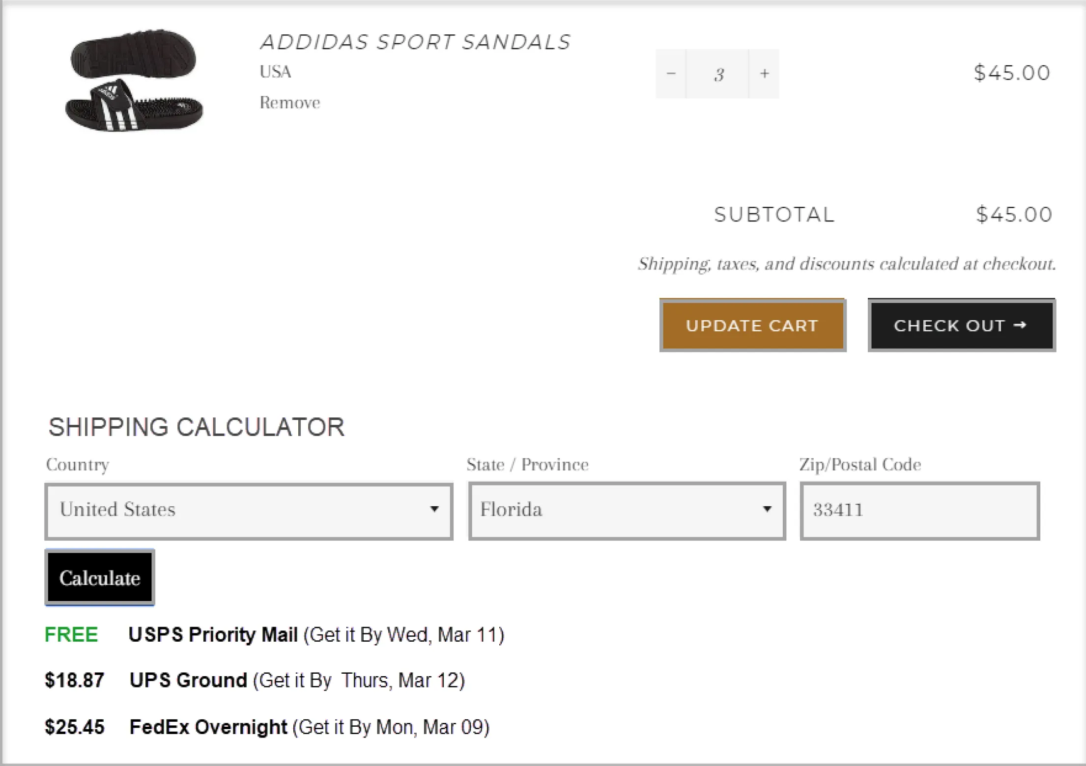 Shipping cost upfront