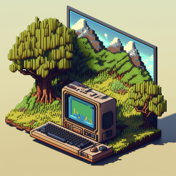 sample image classic computer in woods