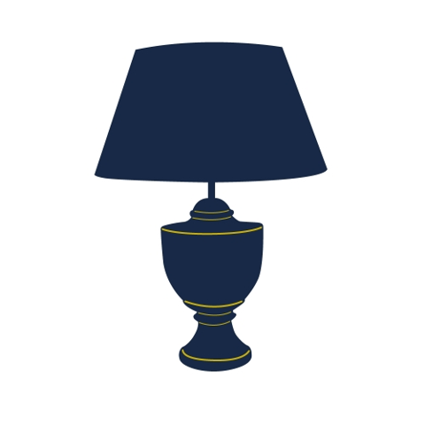 Silhouette of a table lamp and shade