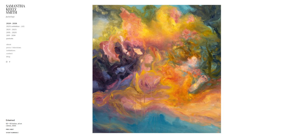 Screenshot of Samantha Keely Smith, from the website hero section designs collection.