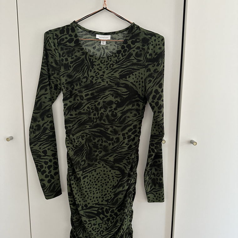 Topshop Green/Black Longsleeve Dress