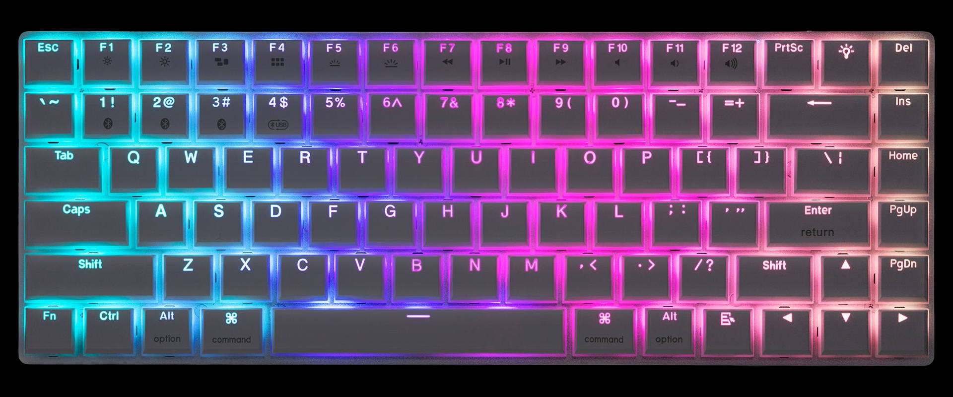 Coyres C4 mechanical keyboard with colorful lights on