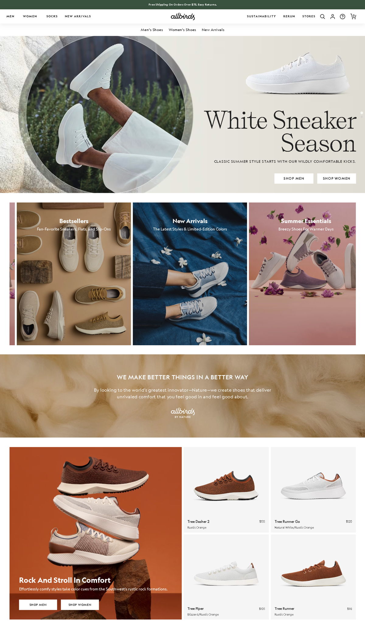 Screenshot of Allbirds, from the homepage examples collection.