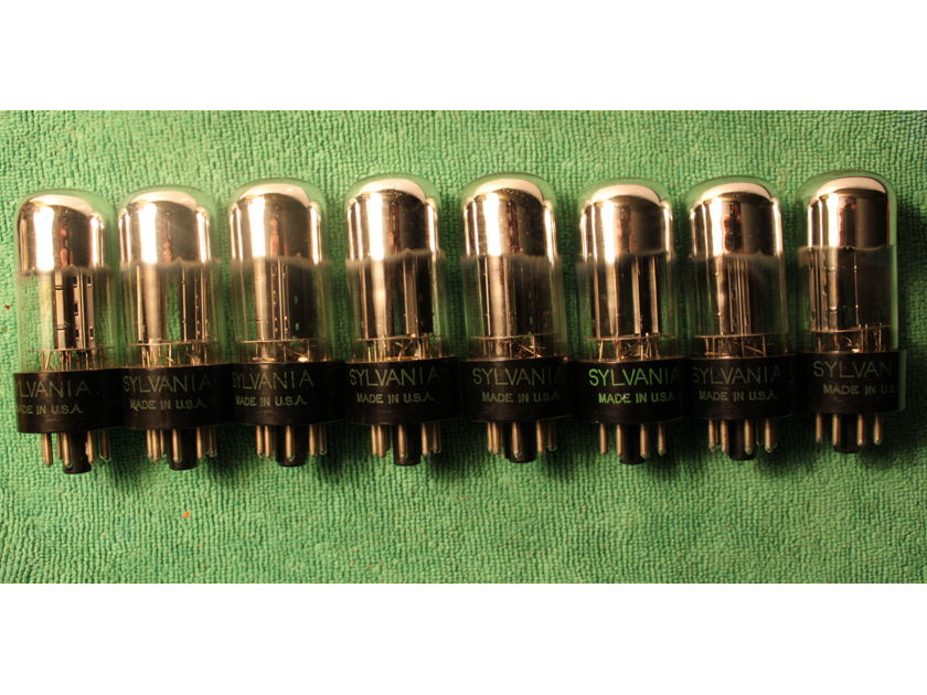 8 SYLVANIA 6SN7 GTA CHROME DOME VACUUM TUBES BLACK PLATES & MATCHING 1955 DATE CODES TV-7D/U TESTED VERY STRONG!