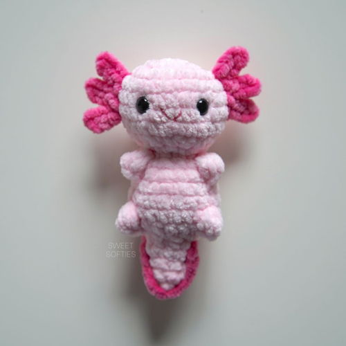 Axolotl-Häkelanleitung OHNE NÄHEN · Einfaches, schnelles und anfängerfreundliches kostenloses Muster für eine Amigurumi-Puppe!