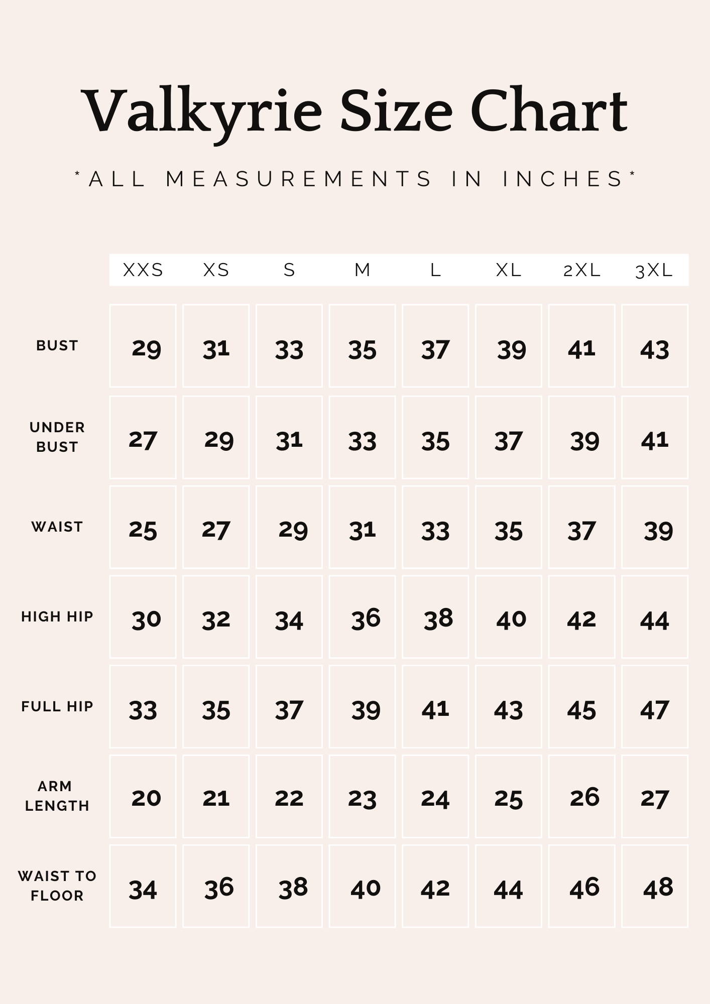 size chart