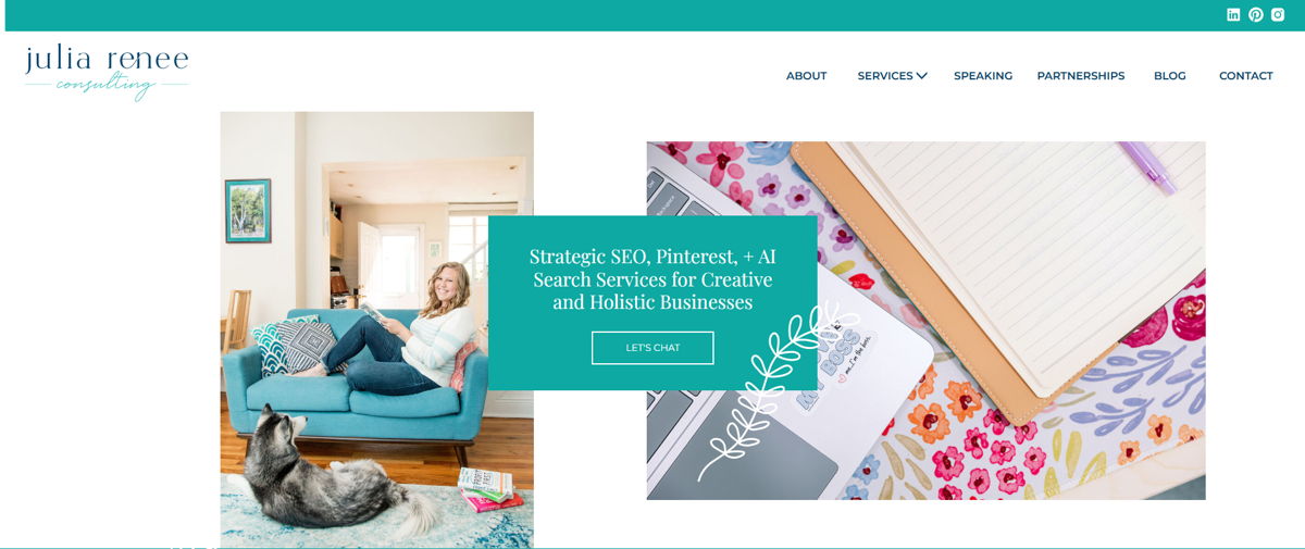 Screenshot of Julia Renee Consulting, from the seo portfolios collection.