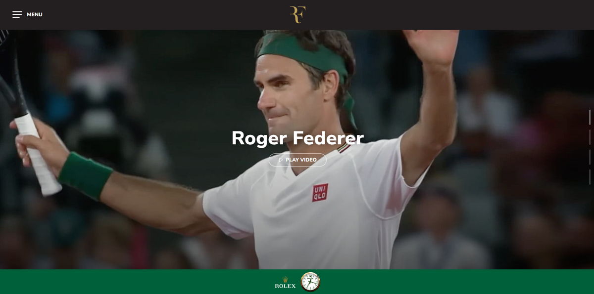 Screenshot of Roger Federer, from the athlete websites collection.