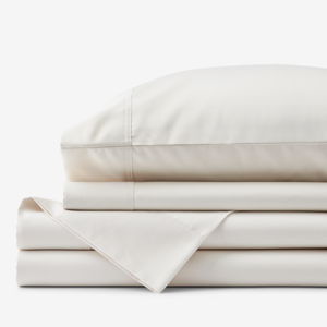 The Company Store Supima® Cotton Wrinkle-Free Sateen Sheet Set | Deep Pocket King - Ivory