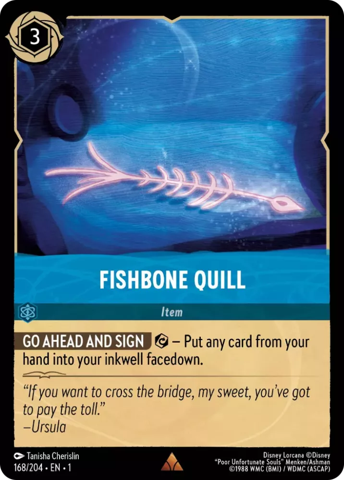 Fishbone Quill card from Disney's Lorcana: The First Chapter.