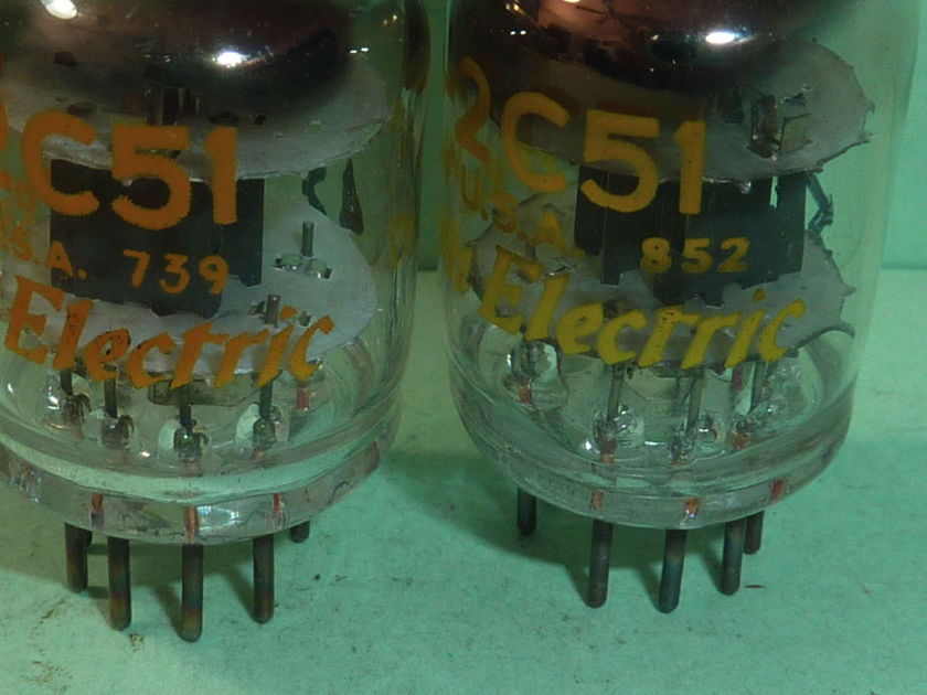 Western Electric 2C51 JW-2C51 396A 5670  Tubes, Matched Pair, NOS Testing