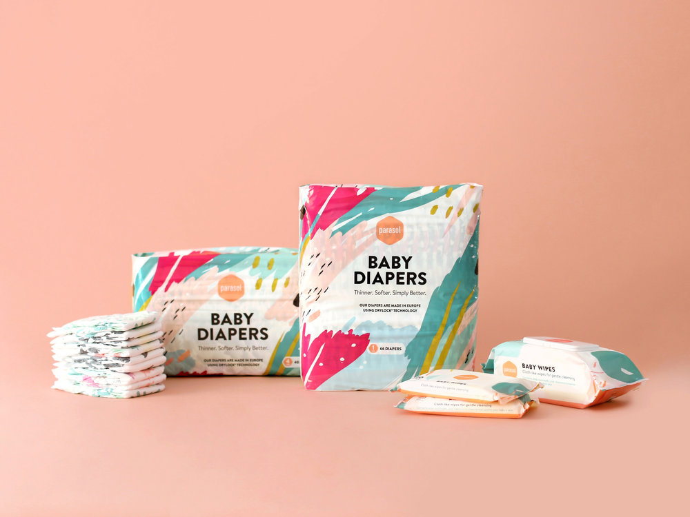  Packaging design for Parasol Co, a baby essentials subscription company 
