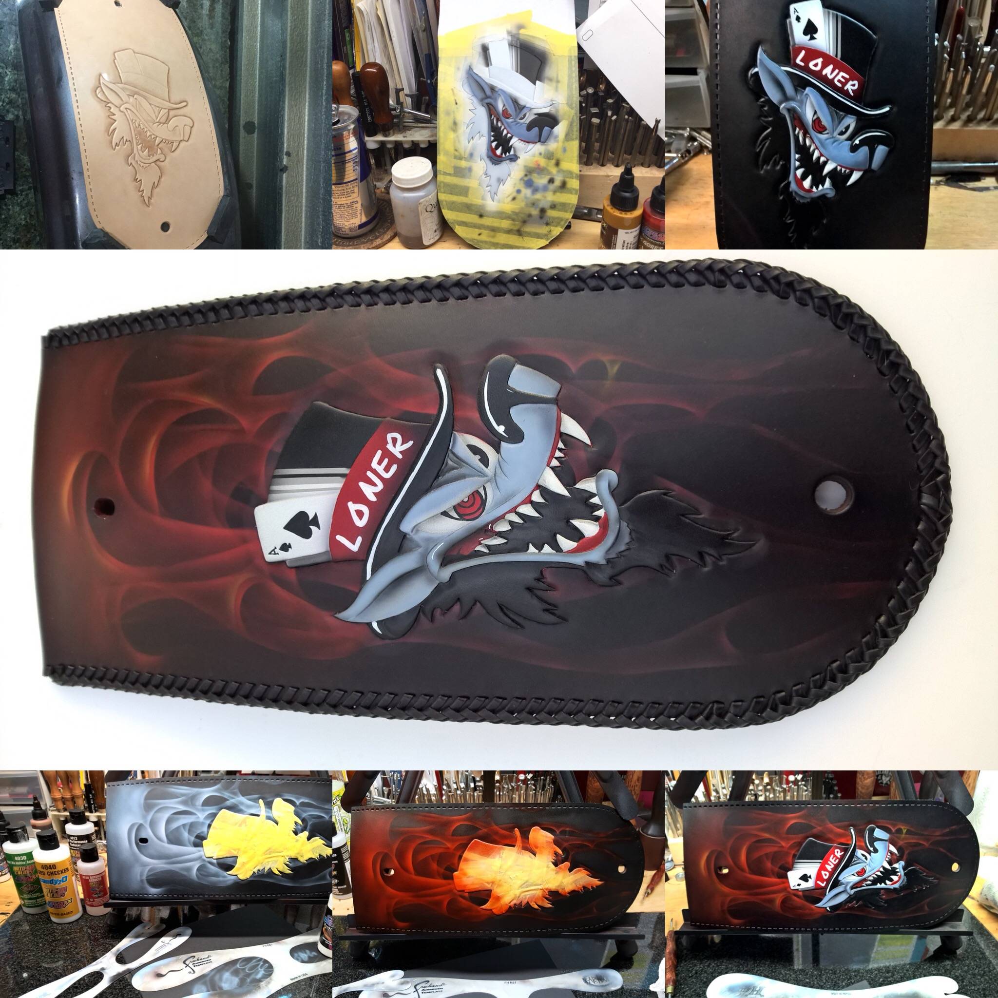 airbrushed lone wolf custom fender bib