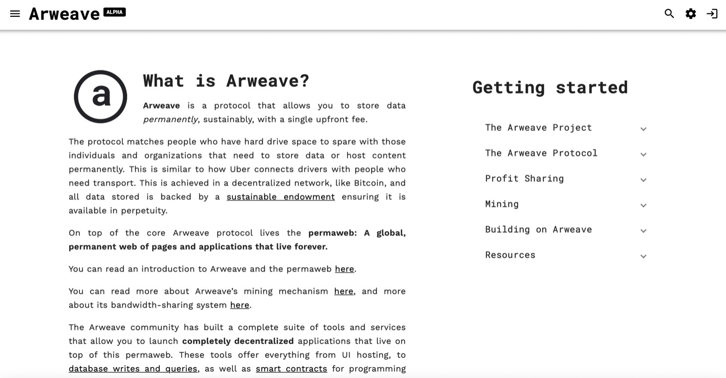 Arweave product / service