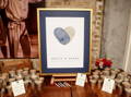 fingerprint heart sign guest book table with guest party favors