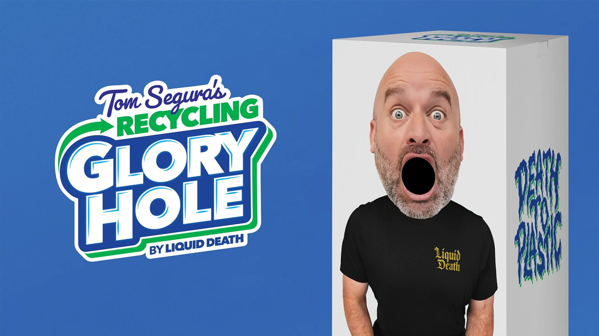 Featured image for Latest Liquid Death Stunt Features Tom Segura Making Recycling 'Glorious'