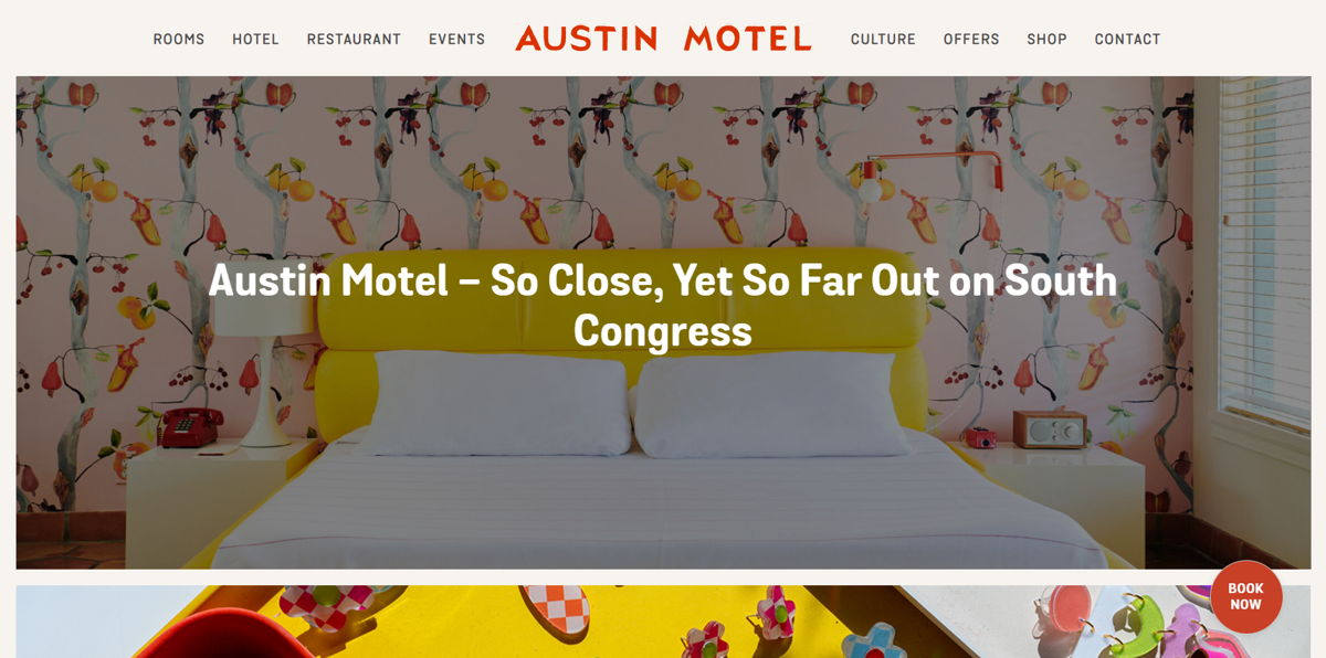 Screenshot of Austin Motel, from the hotel websites collection.