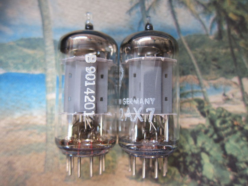 Pr Vintage Telefunken 12ax7 Ecc83 Preamp Driver Tubes,1960s,Smooth Plate Good Lettering, Strong, Ex Sound