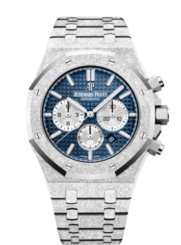 Royal Oak 41 Chronograph Frosted White Gold / Blue