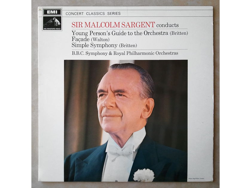 EMI HMV | MALCOLM SARGENT /  - BRITTEN Simple Symphony, The Young Person's Guide  to the Orchestra, WALTON Facade | UK Pressing - NM