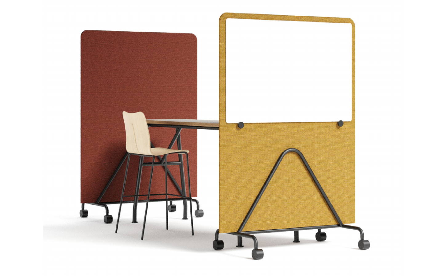 Mobile Acoustic Magnetic Room Divider With Whiteboard
