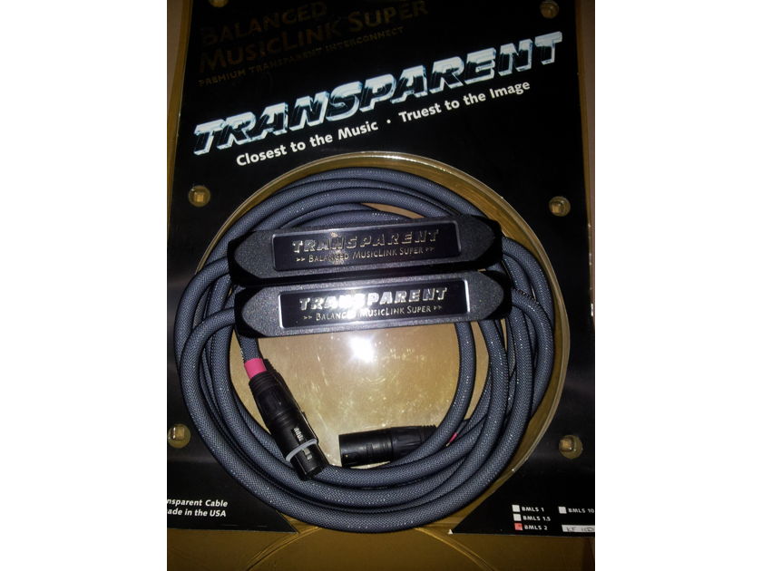 Transparent Audio Super Interconnect 2M Cables Balanced MusicLink Super