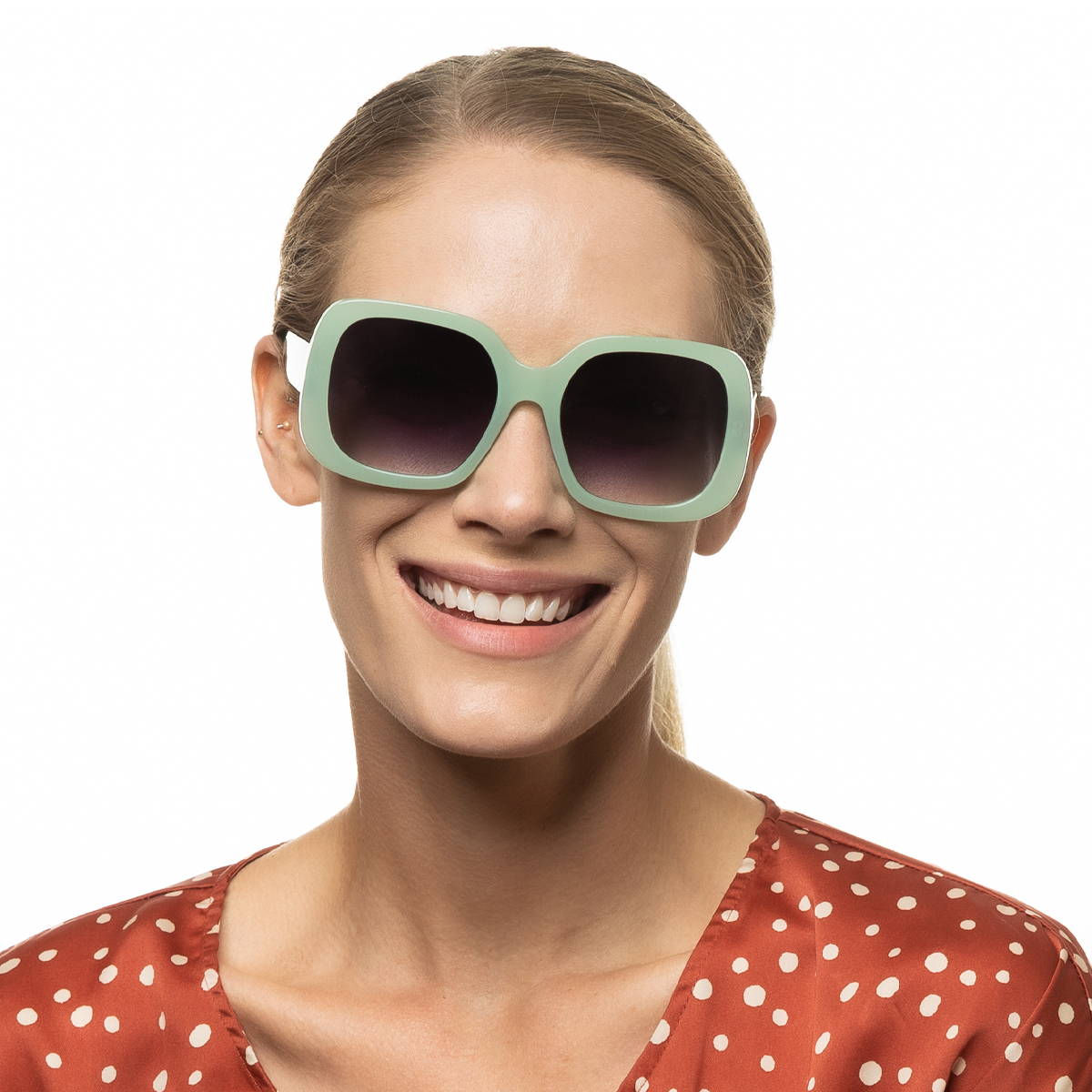 C-5512 Light Green Tortoise Elegant Oversized Square Fashion Sunglasses for Women