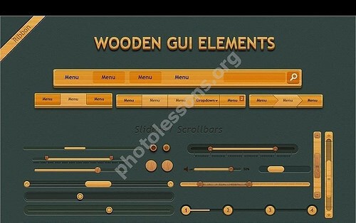 Wooden GUI сет - набор элементов для сайта