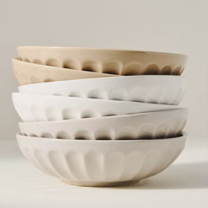 The Latte Stoneware Pasta Bowls, Assorted Set of 6: Amelie Edition